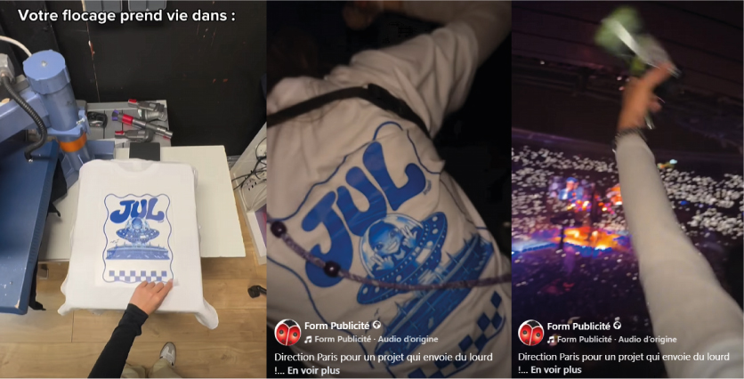impression dos en flocage pour concert de Jul